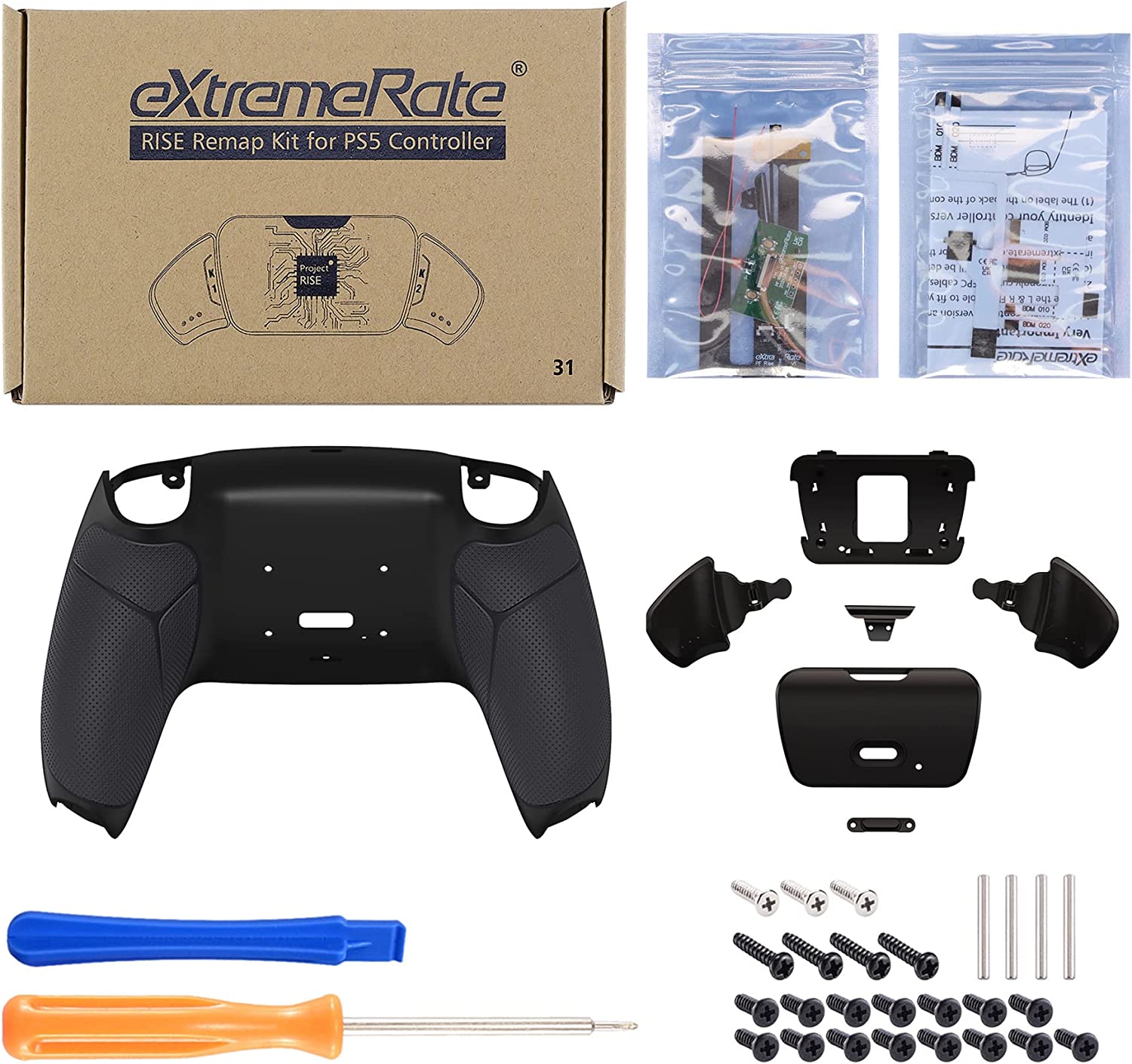 eXtremeRate Rise 2.0 Kit di rimappatura programmabile per controller ps5  BDM-010 e 020, cover posteriore ridisegnata con 2 paddle per controller ps5,  scheda aggiornata, nero – Elettronic Store